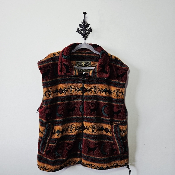 Hore La Loi Other - Vintage Hors La Loi Southwestern Print Deep Pile Fleece Vest Size M Full Zip